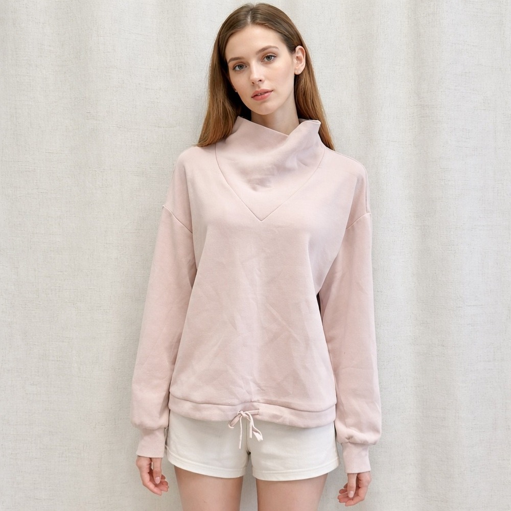 VARLEY Betsy DoubleSoft Pink Cowl Neck Sweatshirt Pullover Size Small